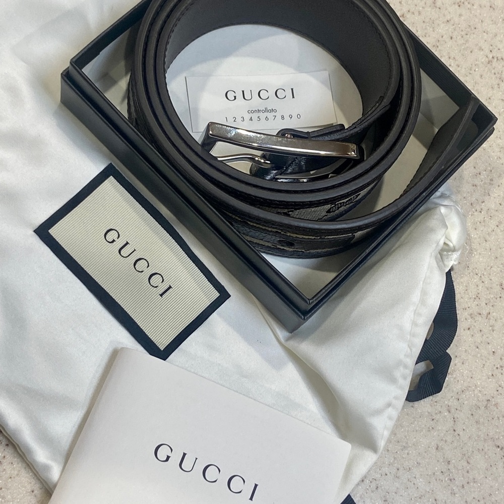 Authentic Mens canvas Gucci Belt Size 154 - Picture 2 of 5